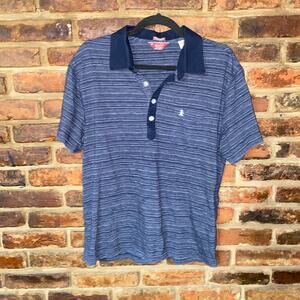 Original Penguin Heritage Slim Fit Blue Striped Polo Shirt Men's Size Large